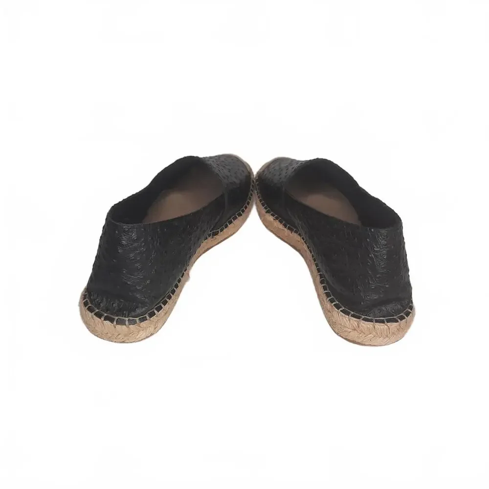 Fabiolas Black Pebbled Espadrille Slip-Ons Women's‎ Size 41 Made in Spain